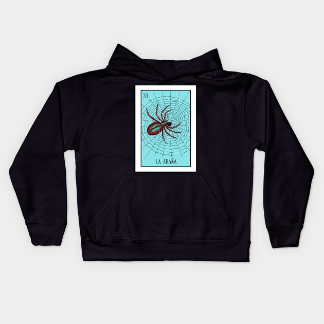 Mexican Loteria 33 La Arana The Spider Kids Hoodie by Zone32